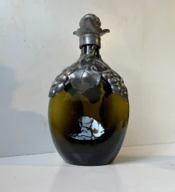 Dänische Karaffen aus Grünem Glas & Zinn, 1910er, 2er Set