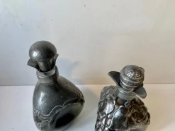 Dänische Karaffen aus Grünem Glas & Zinn, 1910er, 2er Set
