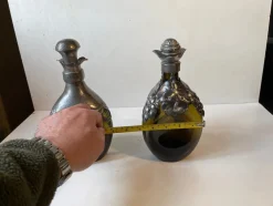 Dänische Karaffen aus Grünem Glas & Zinn, 1910er, 2er Set