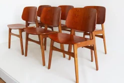Dänische Modell 155 Schalen Stühle von Børge Mogensen für Soborg, 1950, 6er Set