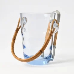 Dänischer Eiskübel aus blauem Glas mit Zange von Holmegaard, 1960er, 2er Set