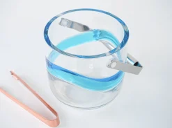Dänischer Glas Eiskübel mit Zange von Holmegaard, 1970er, 2er Set