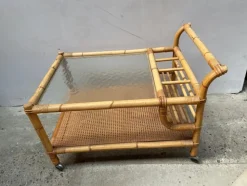 Dänischer Mid-Century Barwagen aus Bambus Rattan, 1960er