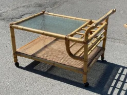 Dänischer Mid-Century Barwagen aus Bambus Rattan, 1960er