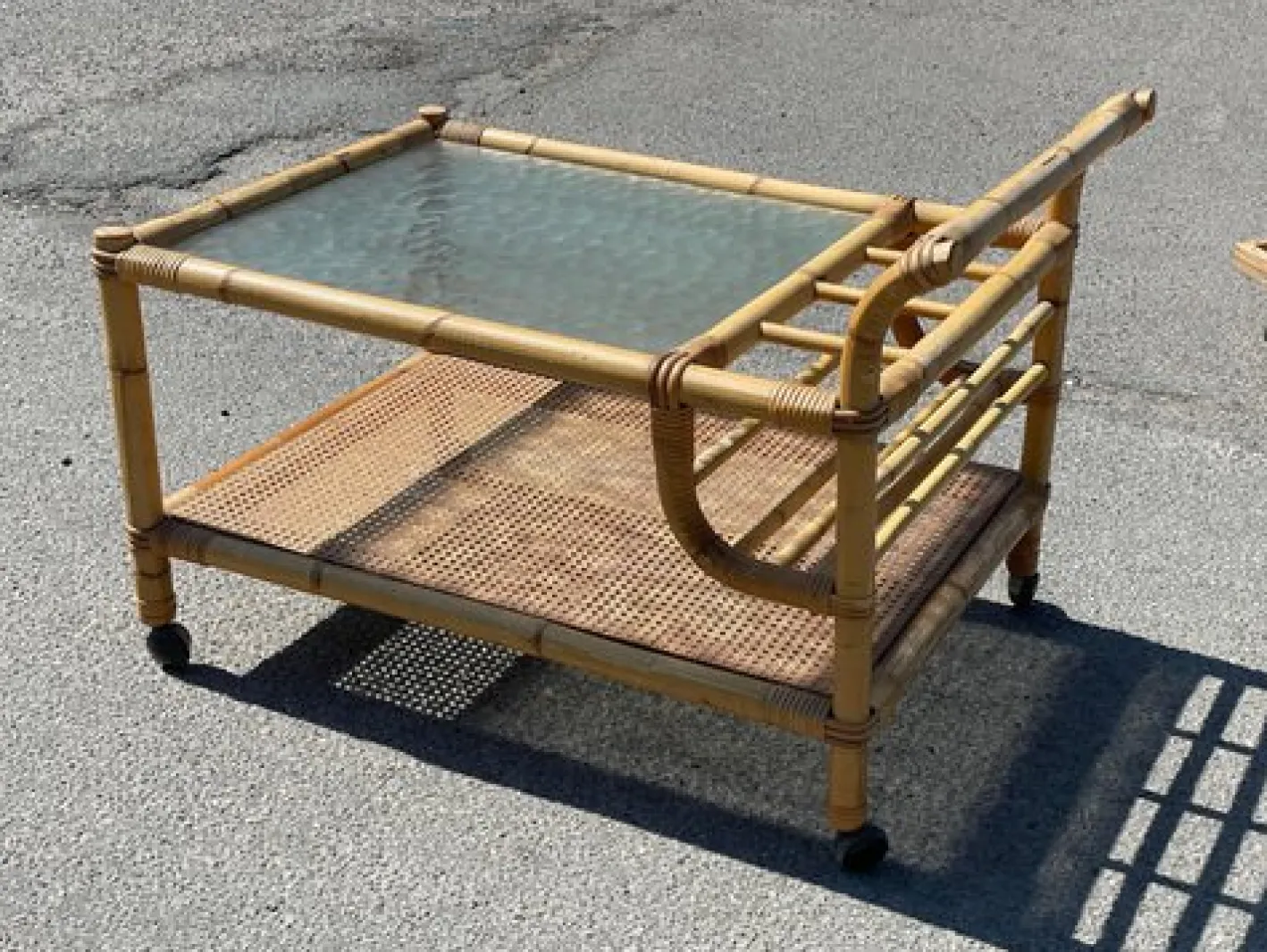 Dänischer Mid-Century Barwagen aus Bambus Rattan, 1960er