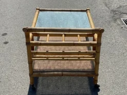 Dänischer Mid-Century Barwagen aus Bambus Rattan, 1960er