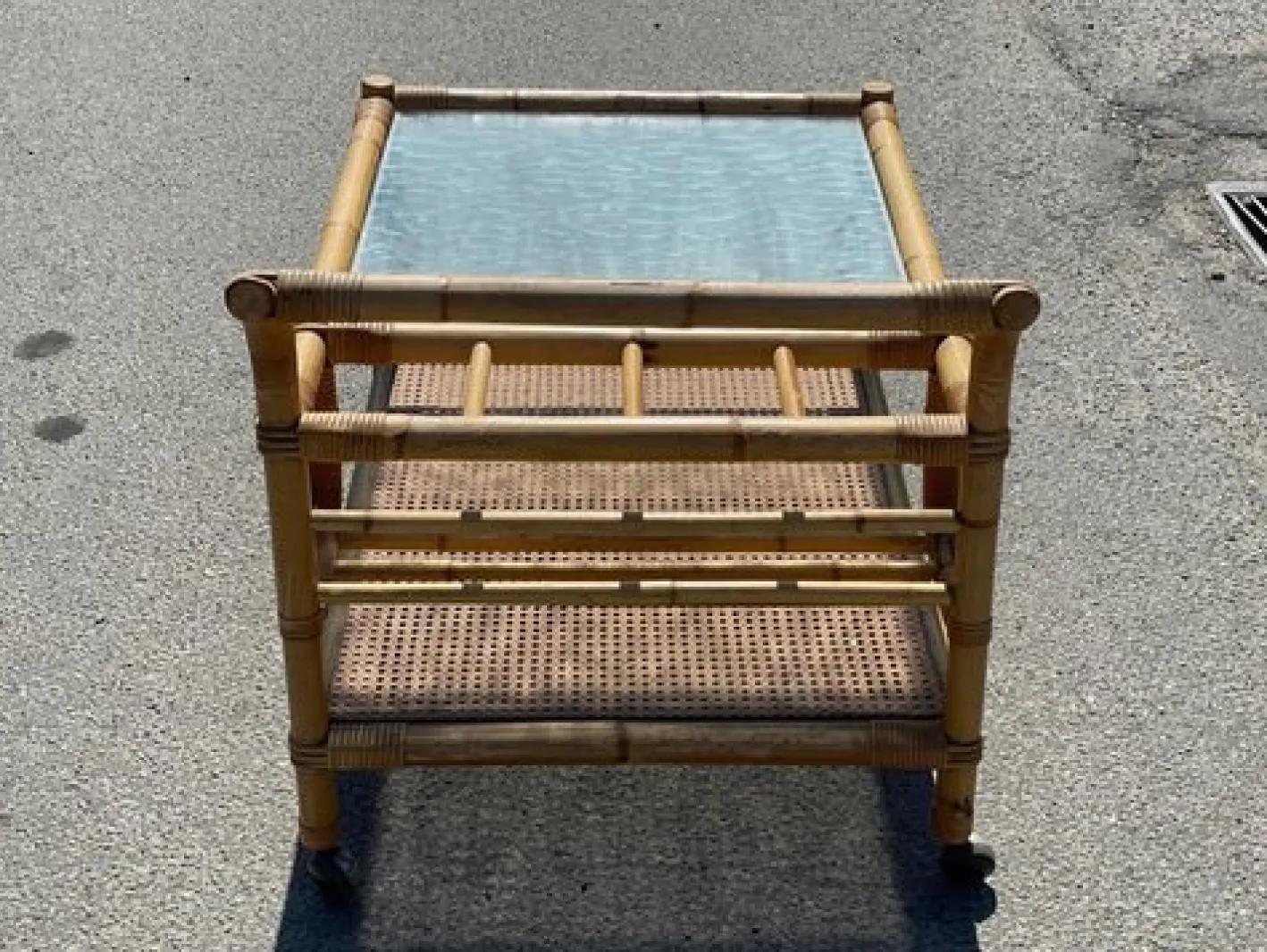 Dänischer Mid-Century Barwagen aus Bambus Rattan, 1960er