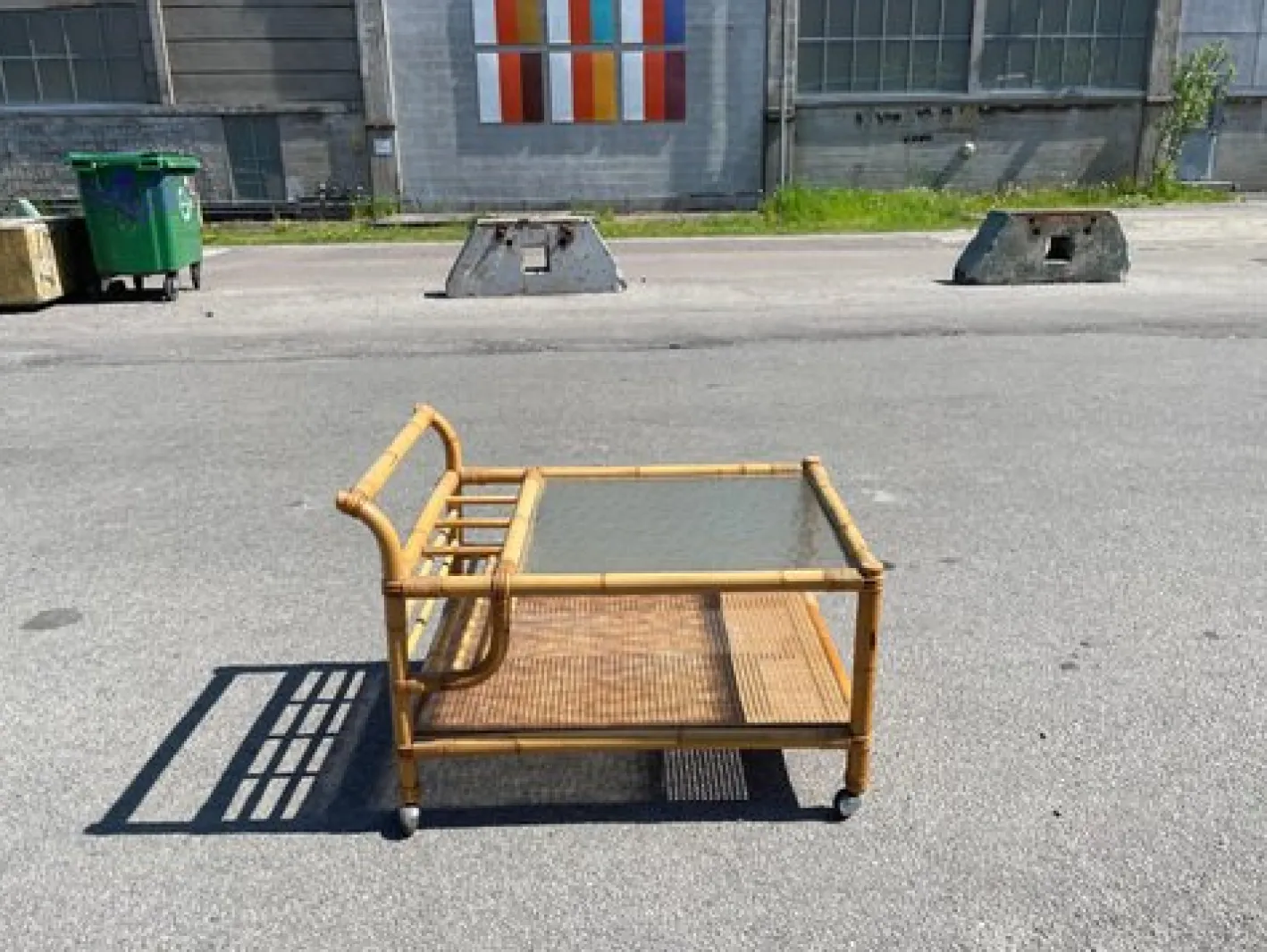 Dänischer Mid-Century Barwagen aus Bambus Rattan, 1960er