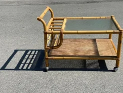 Dänischer Mid-Century Barwagen aus Bambus Rattan, 1960er
