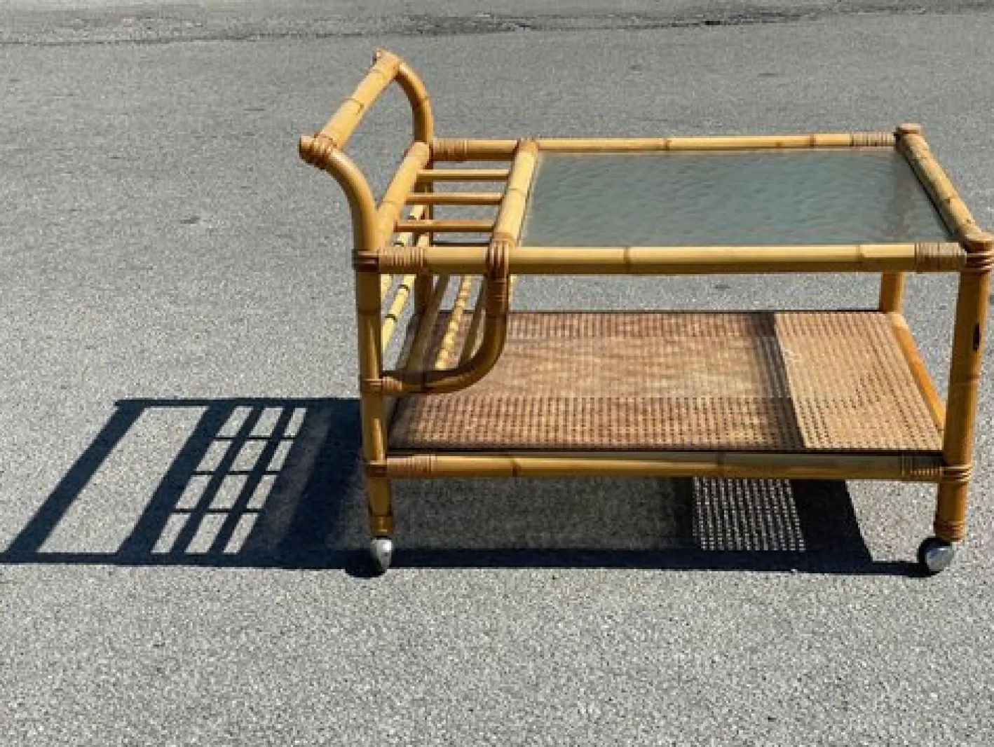 Dänischer Mid-Century Barwagen aus Bambus Rattan, 1960er