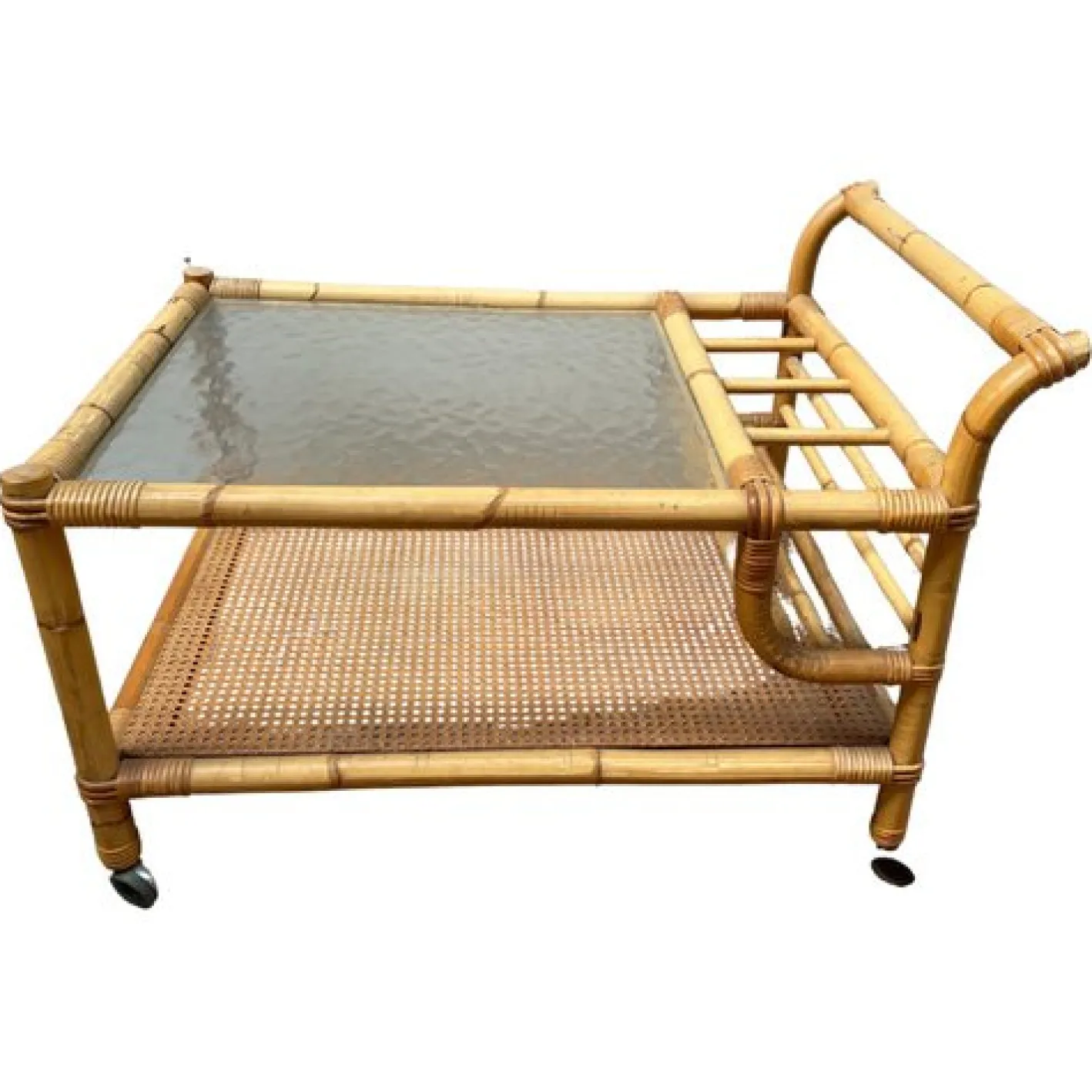 Dänischer Mid-Century Barwagen aus Bambus Rattan, 1960er