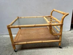 Dänischer Mid-Century Barwagen aus Bambus Rattan, 1960er