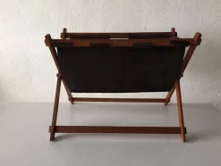 Dänischer Mid-Century Modern Zeitschriftenhalter aus Teak & Wildleder