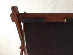 Dänischer Mid-Century Modern Zeitschriftenhalter aus Teak & Wildleder