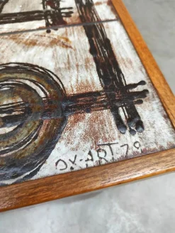 Dänischer Vintage Beistelltisch aus Keramik & Teak, 1970er
