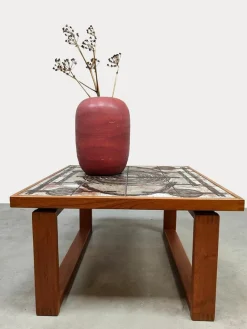 Dänischer Vintage Beistelltisch aus Keramik & Teak, 1970er
