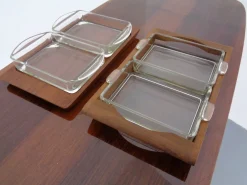 Dänisches Siam Teak Tablett mit Glasschalen von Artiform, 1960er, 2er Set