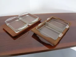 Dänisches Siam Teak Tablett mit Glasschalen von Artiform, 1960er, 2er Set