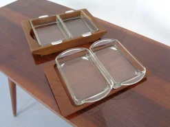 Dänisches Siam Teak Tablett mit Glasschalen von Artiform, 1960er, 2er Set
