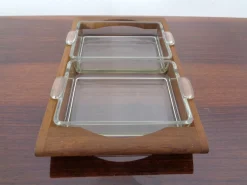 Dänisches Siam Teak Tablett mit Glasschalen von Artiform, 1960er, 2er Set