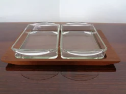 Dänisches Siam Teak Tablett mit Glasschalen von Artiform, 1960er, 2er Set