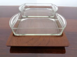 Dänisches Siam Teak Tablett mit Glasschalen von Artiform, 1960er, 2er Set