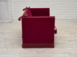 Dänisches 2-Sitzer Sofa aus rotem Velours, 1970er