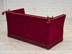 Dänisches 2-Sitzer Sofa aus rotem Velours, 1970er