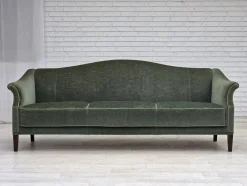 Dänisches 3-Sitzer Sofa in Grünem Möbel Velours, 1960er
