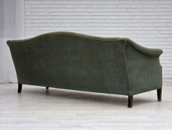 Dänisches 3-Sitzer Sofa in Grünem Möbel Velours, 1960er