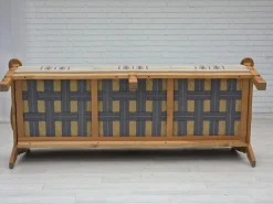 Dänisches Vintage 3-Sitzer Sofa aus Wolle & Eichenholz in Beige, 1970er
