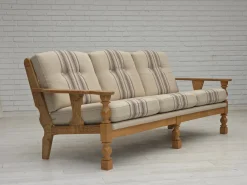 Dänisches Vintage 3-Sitzer Sofa aus Wolle & Eichenholz in Beige, 1970er
