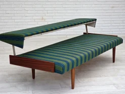 Dänisches Vintage Tagesbett aus Wolle & Teakholz, 1970er