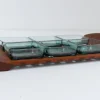 Dänisches Vintage Teak Tablett mit Glasschalen von Jens Harald Quistgaard, 1960er, 7er Set