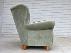 Dänisches Zwei-Sitzer Sofa in Hellgrünem Möbel Velours, 1960er