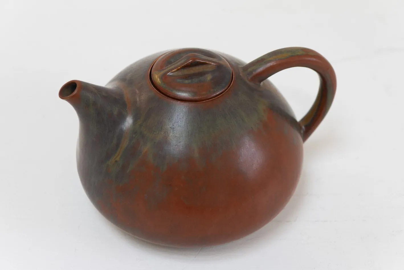 Dänische Teekanne aus glasierter Keramik von Eva Stæhr-Nielsen für Saxbo, 1950er