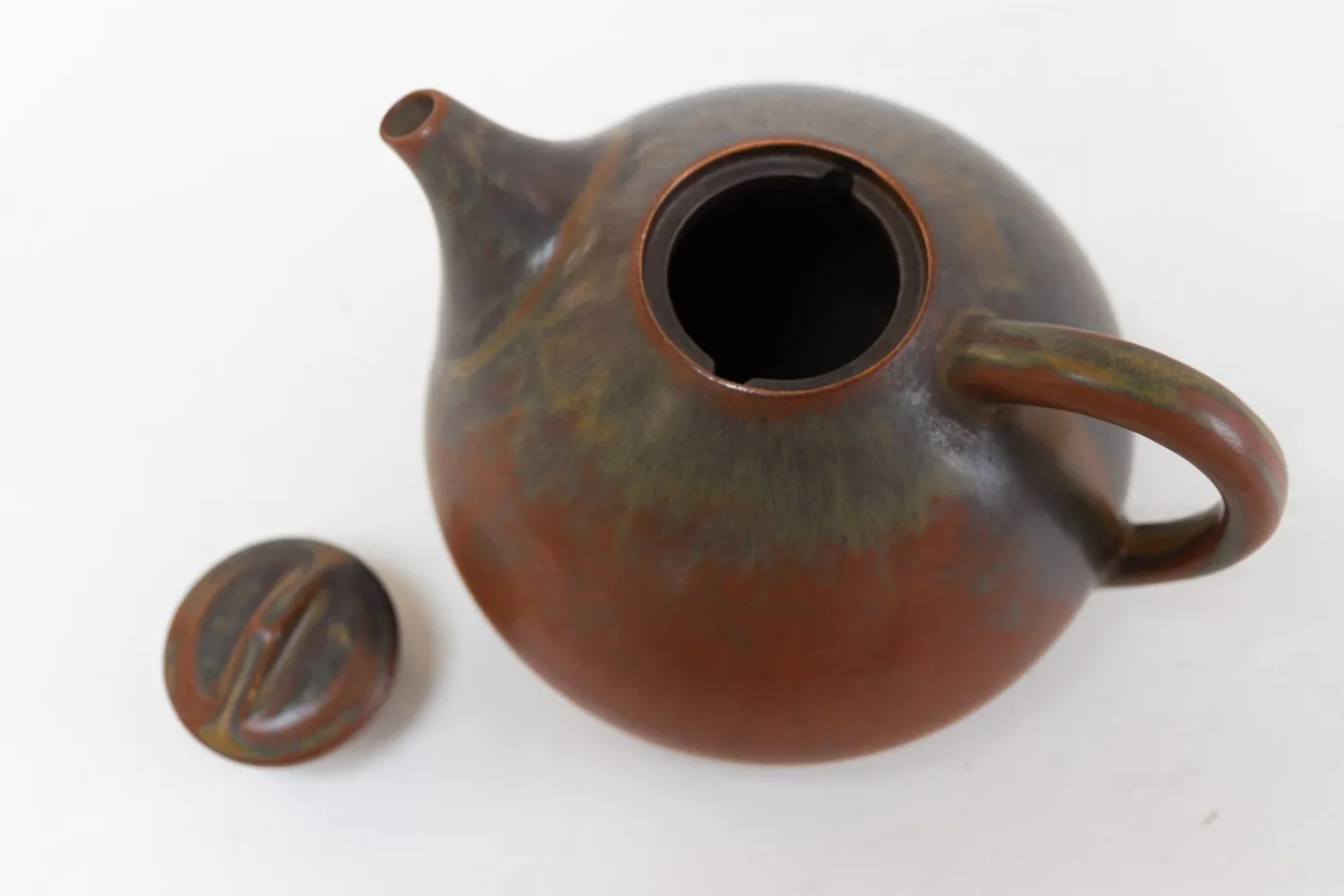 Dänische Teekanne aus glasierter Keramik von Eva Stæhr-Nielsen für Saxbo, 1950er