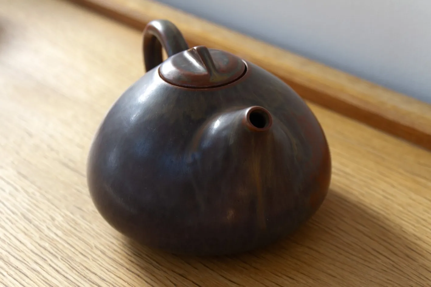 Dänische Teekanne aus glasierter Keramik von Eva Stæhr-Nielsen für Saxbo, 1950er