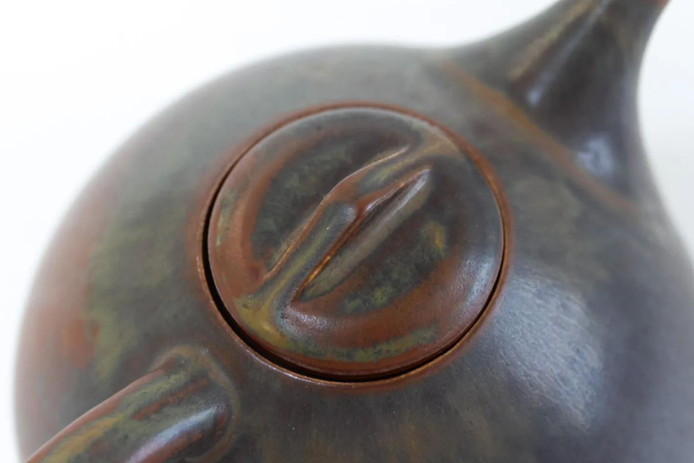 Dänische Teekanne aus glasierter Keramik von Eva Stæhr-Nielsen für Saxbo, 1950er
