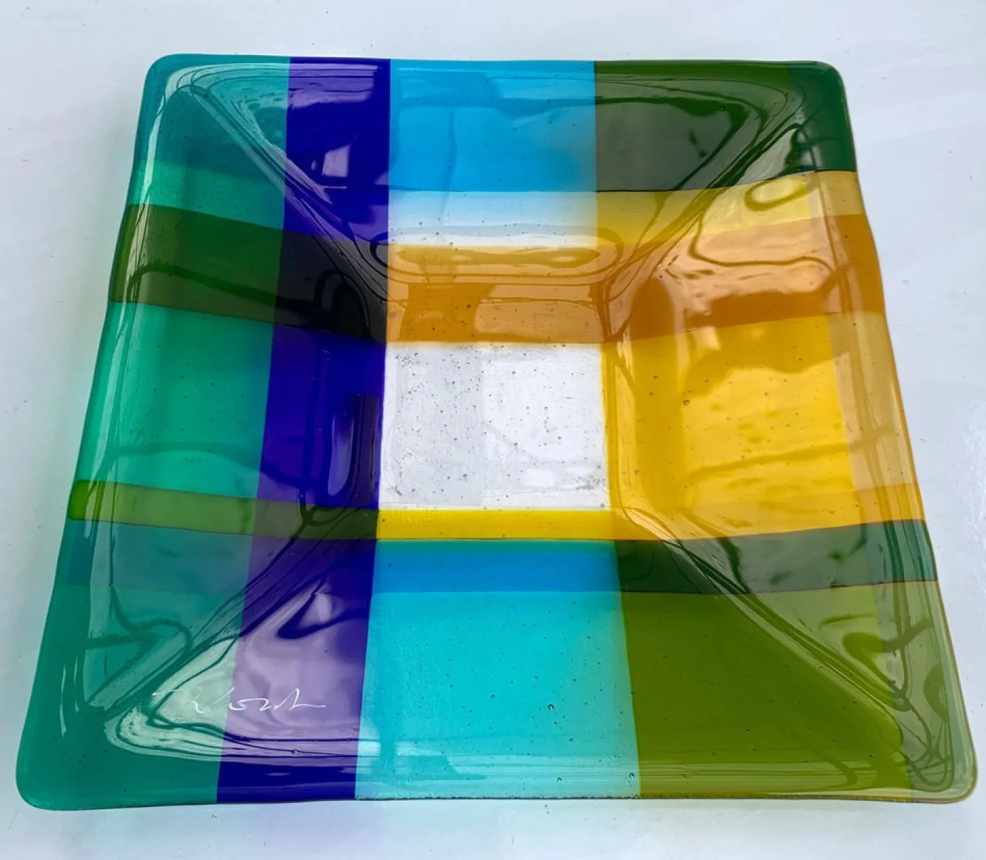 Dänische Vintage Art Glasschale von Greve Glaskunst, 1980er