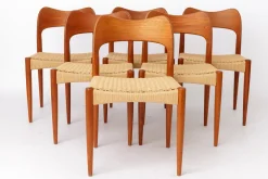 Dänische Vintage Esszimmerstühle von Arne Hovmand-Olsen für Mogens Kold, 1960er, 6er Set