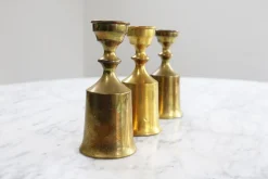 Dänische Vintage Kerzenständer aus Messing von Boyes Metalkunst, 1960er, 3er Set