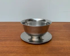 Dänische Vintage Schale und Schale aus Edelstahl & Teak, 2er Set