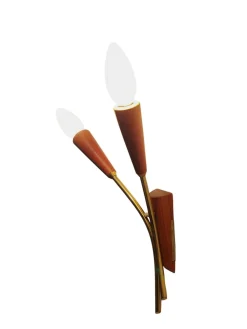 Dänische Vintage Wandlampe aus Teak & Messing, 1960er