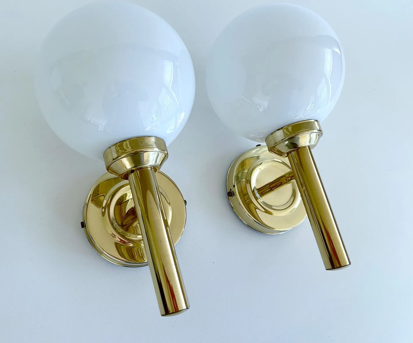 Dänische Vintage Wandleuchten aus Glas von Abo Randers, 1960er, 2er Set