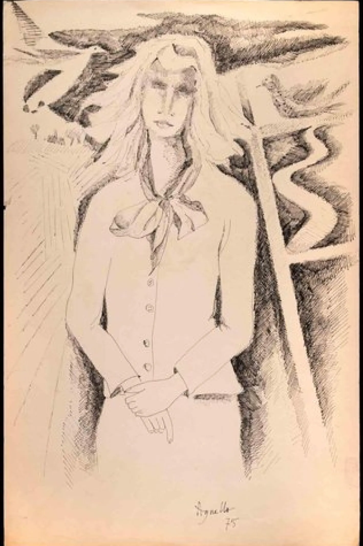 Dominique Agnello, Woman, 1975, Stift auf Papier