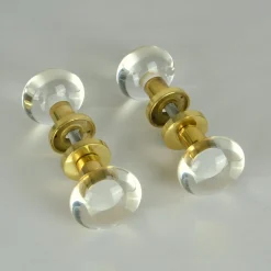 Doppelte runde Push & Pull Türgriffe aus Acryl und Messing, 2 . Set