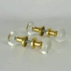 Doppelte runde Push & Pull Türgriffe aus Acryl und Messing, 2 . Set