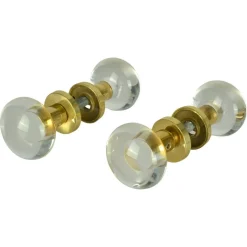 Doppelte runde Push & Pull Türgriffe aus Acryl und Messing, 2 . Set
