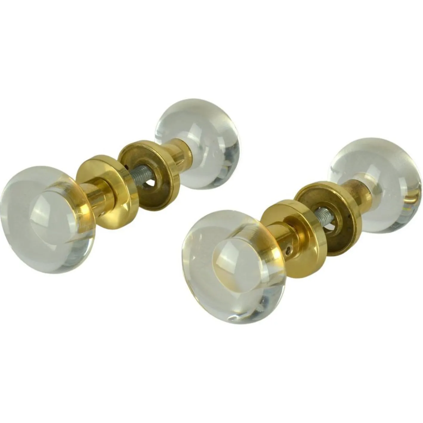 Doppelte runde Push & Pull Türgriffe aus Acryl und Messing, 2 . Set